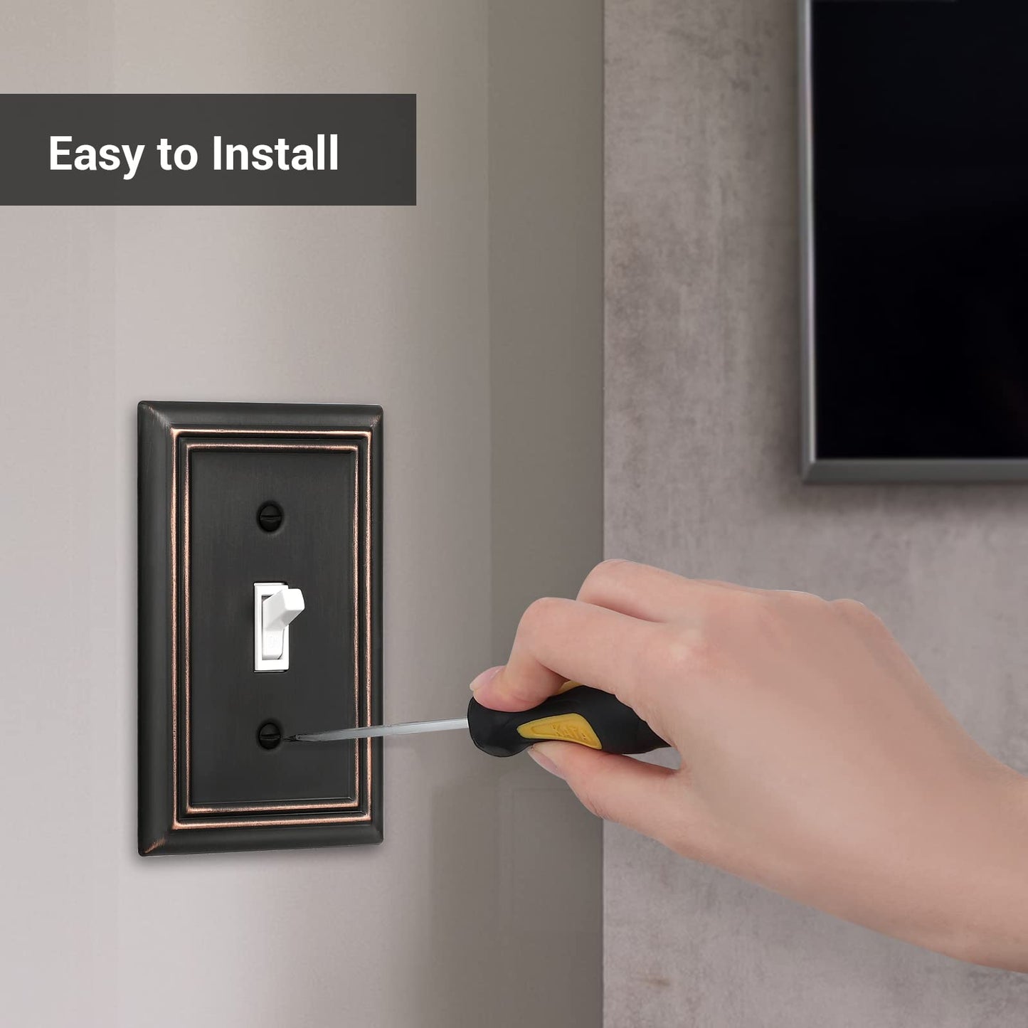 DEWENWILS Toggle Wallplates, Aged Bronze Light Switch Covers, Heavy Duty Matel Material, Pack of 4