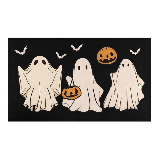 Ghost Halloween Door Mat Outdoor Non-Slip Spooky Front Door Mat Halloween Decorations for Home Indoor Outdoor Pumpkin Rug Low-Profile Welcome Doormat for Halloween Decor 17"x30"