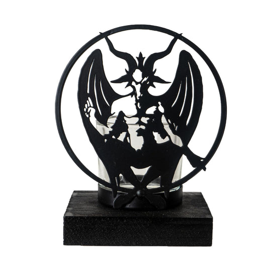 Pacific Giftware Personal Baphomet Tea Light Holder by Alchemy England Mystical Sabbatic Goat Figure with Wings Perfect for Gothic Candlelight and Home Decor 5.75” Tall