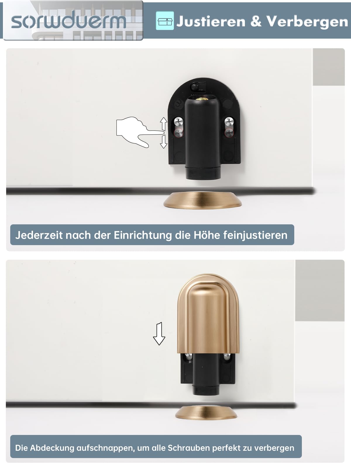 SORWDUERM 2 Pack Champagne Bronze Door Stopper Magnetic Door Cathc Matte Black Floor Mounted Door Stop Keep Door Open with Screws and Adhesive No Drilling
