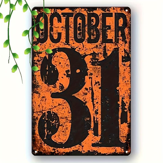 Vintage Halloween Metal Sign - 8"x12" Retro Aluminum Wall Art for Home, Room, Garage, Garden, Coffee Bar, Porch & Bathroom Decor Metal Outdoor Wall Decor