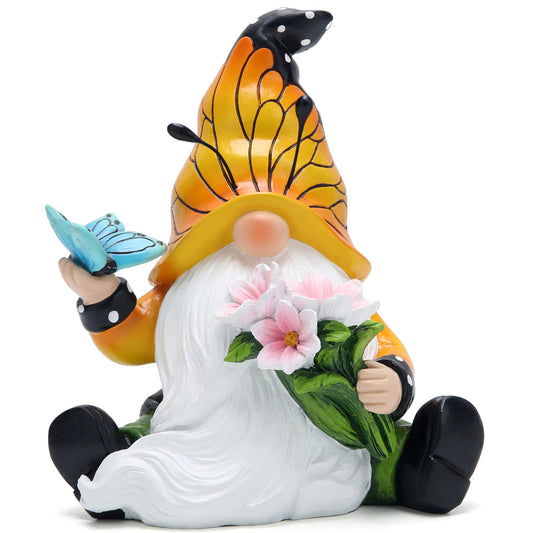 Hodao Spring Butterfly Gnomes Decorations for Home Table, Porch, Garden Yard Butterfly Elf Ornaments Decor Spring Gnome Figurines Decor for Outdoor Garden Birthday Gifts for Mom, Grandma