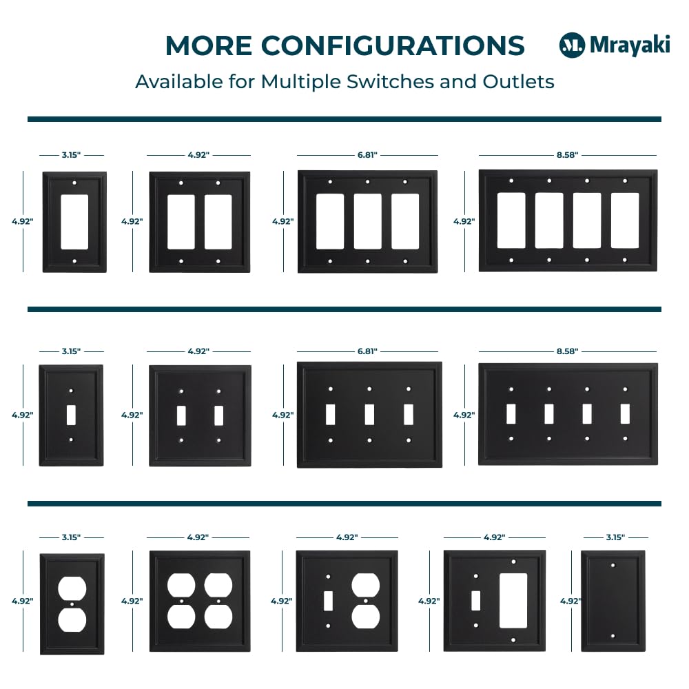 Wall Plate, Duplex Outlet Covers, Matte Black Light Switch Cover - Natural Bamboo Fiber Electrical Outlet Cover Plate Variety of 13 Styles Decorator/Duplex/Toggle/Combo (1 Gang Duplex 4 Pack)