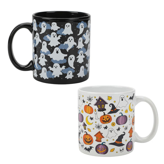 Bioworld Halloween Ghosts & Scary Icons 2-Pack 16 Oz Ceramic Mugs