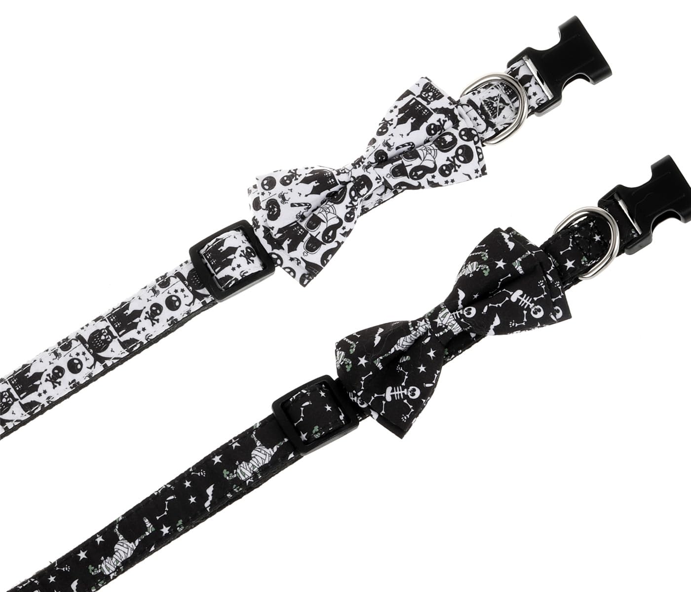 Halloween Dog Bow Tie Collar 2 Pack, Quick Release Spooky Collar for Large Size Dogs