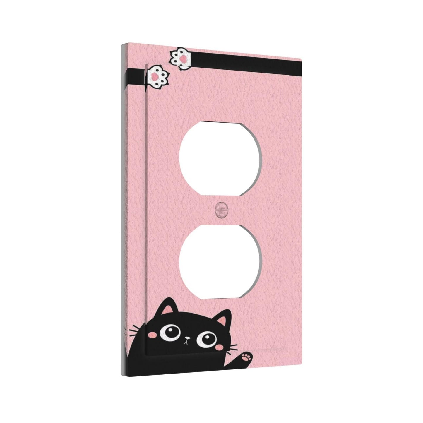 Yamxbfa Decorative Outlet Covers Cute Kitten Black Cat Pink Background 1 Gang Wall Plate Cover Receptacle Duplex Light Switch Cover Plate Single Dual Plug Covers Electrical Switchplate Faceplate