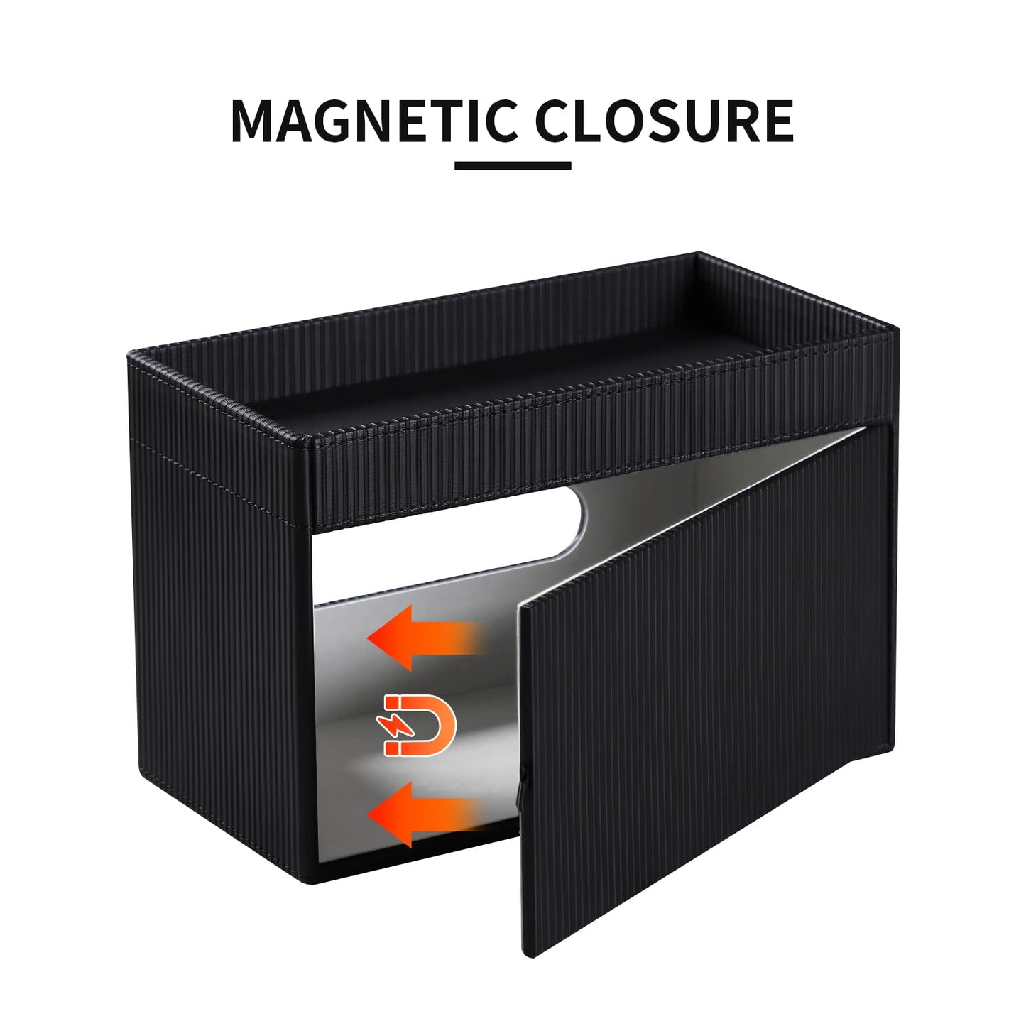 Cretkhp Tissue Box Cover Rectangle with Storage Tray, PU Leather Tissue Holder for Bathroom Vanity Countertop Night Stands Bedroom Office Desk, Stylish Rectangular Tissue Box Holder (Black)