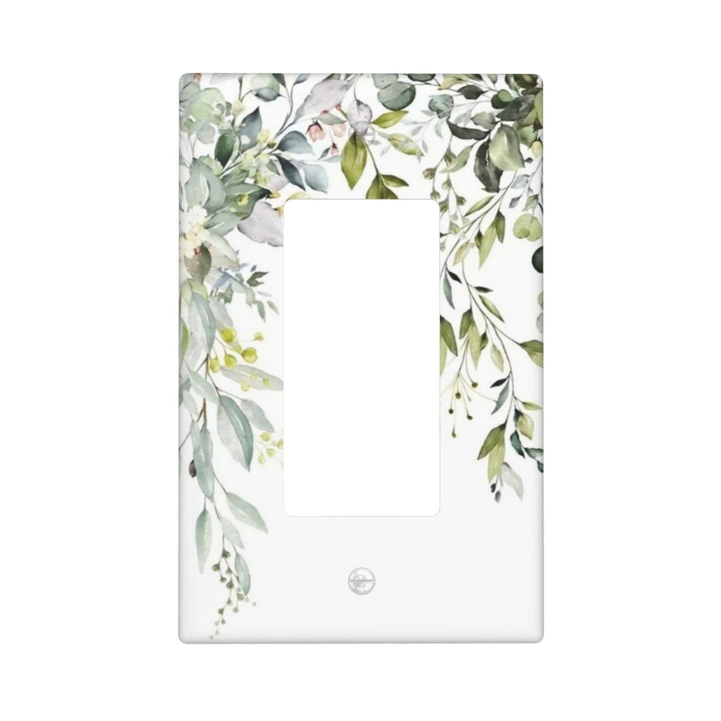 Green Eucalyptus Light Switch Cover Single Rocker/Decorator Switch Plate 1 Gang Farmhouse Decorative Outlet Covers Wall Plate, 4.50 x 2.76 Inch