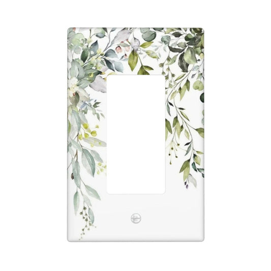 Green Eucalyptus Light Switch Cover Single Rocker/Decorator Switch Plate 1 Gang Farmhouse Decorative Outlet Covers Wall Plate, 4.50 x 2.76 Inch