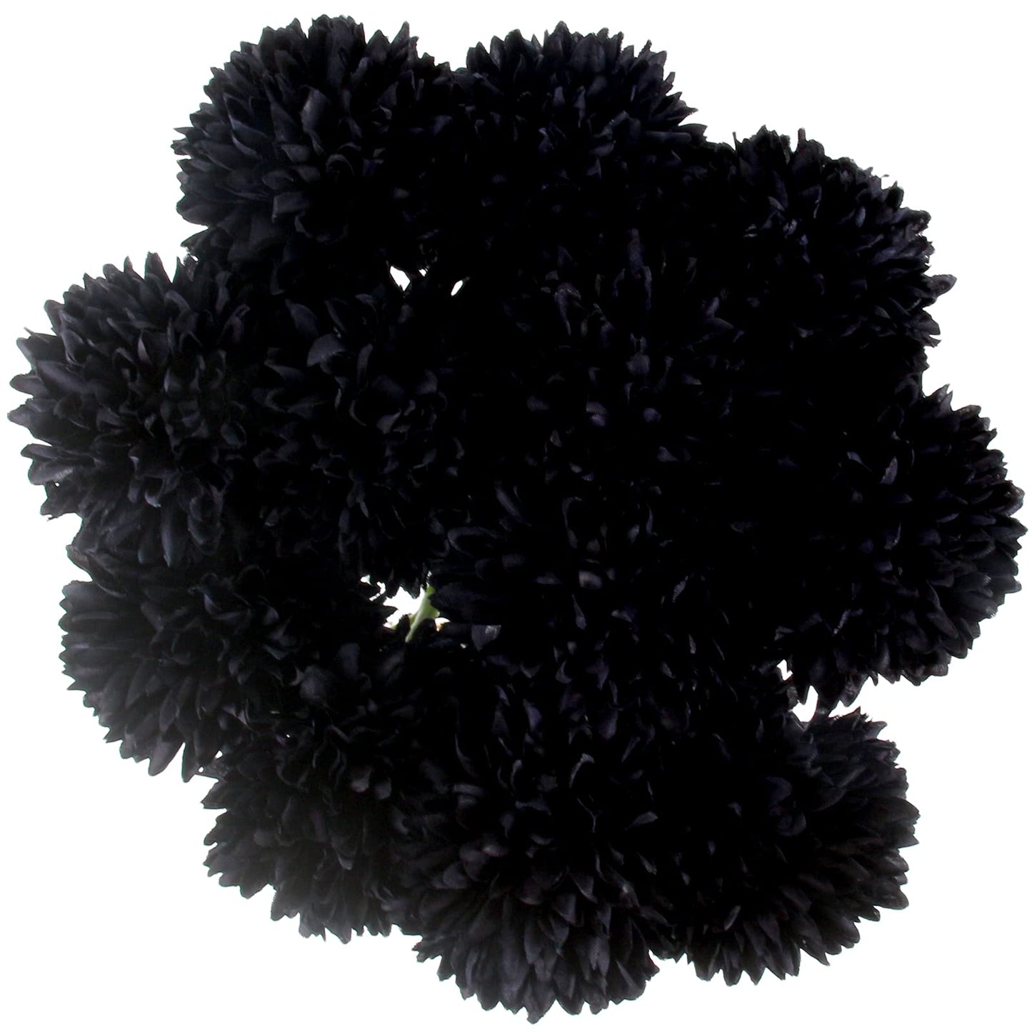 Tinsow 12 Pcs Faux Ball Chrysanthemum Bouquet Black Flowers for Home Halloween Party Fall Harvest Festival Decoration (Black, 12)