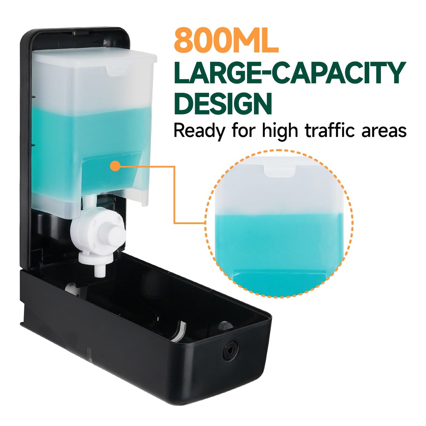 anydry Manual Liquid Soap Dispenser Wall Mount, 27oz (800 ml) Large Capacity for Commercial Bathroom