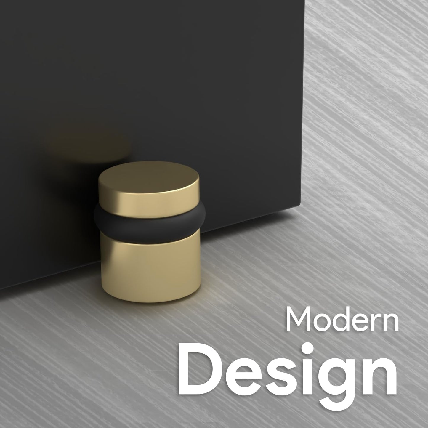 Floor Door Stopper Heavy Duty Solid Brass - Mega Handles Wall Protector from Door Knobs with Rubber Bumper, Mounting Hardware Included, for Hardwood Carpet Tile - Satin Brass - 1.5 Inch