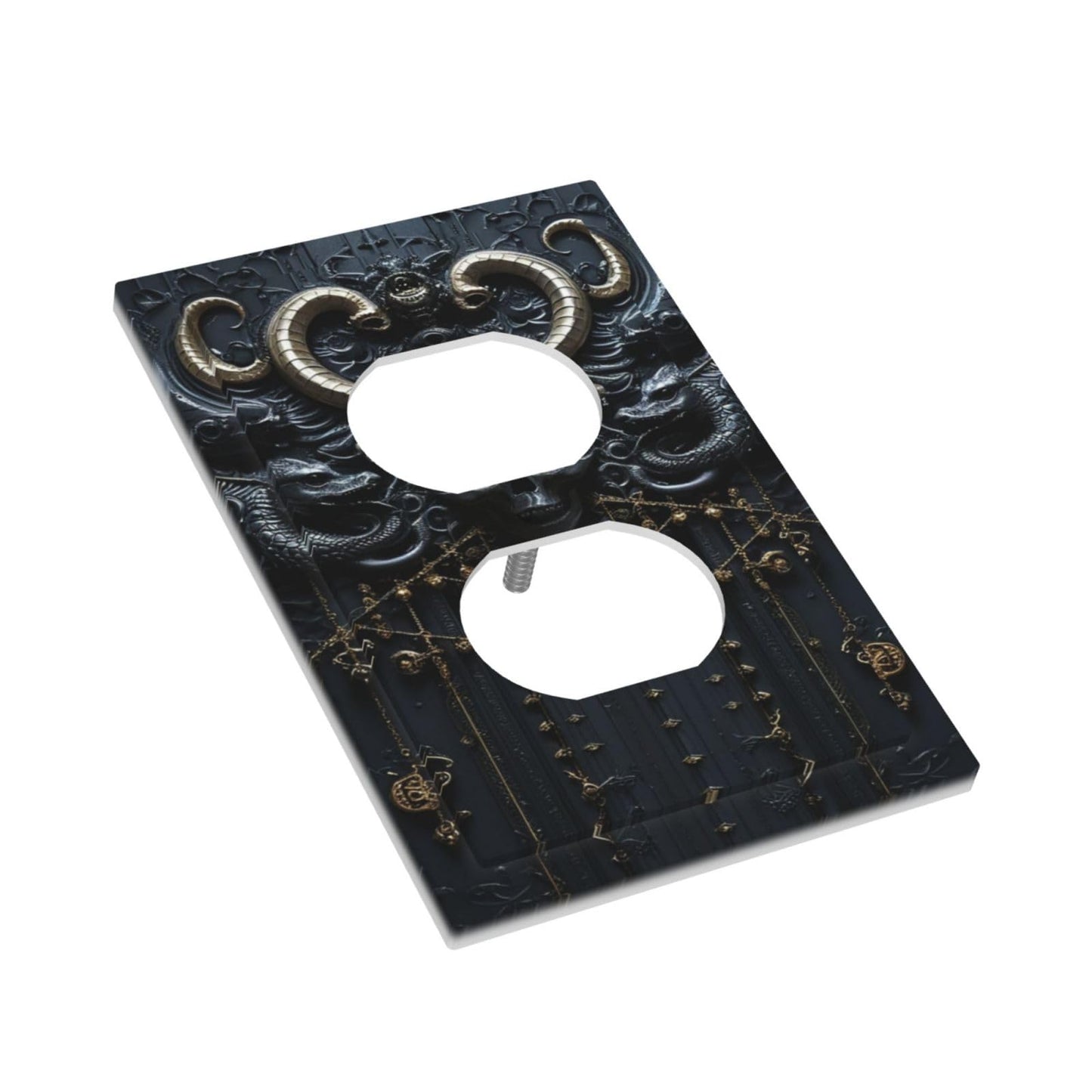 Decorative Outlet Covers Mid Century Dark Fantasy Gothic Skull Horror 1 Gang Duplex Light Switch Cover Plate Electrical Switch plates Wall Plates Receptacle Covers for Bathroom Bedroom Decor
