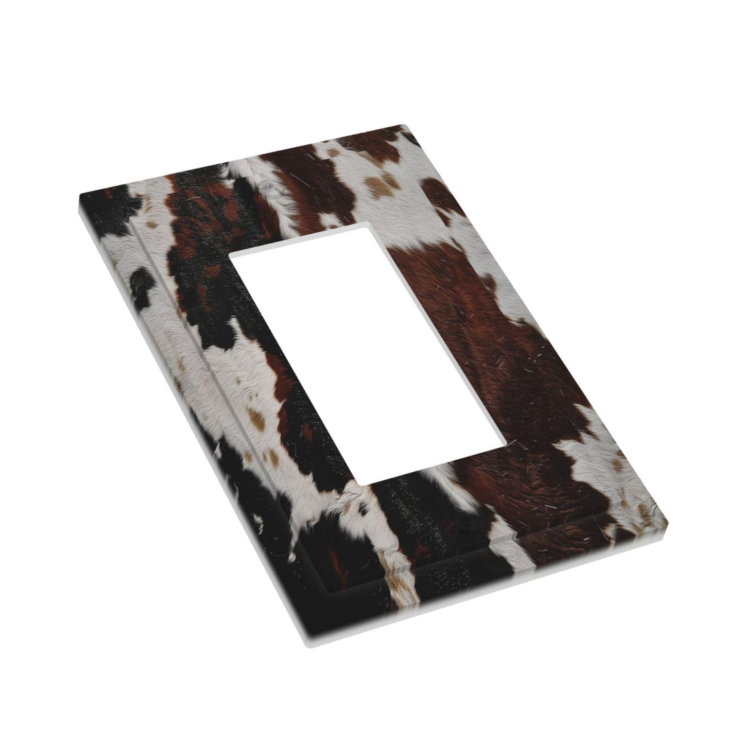 Cowhide Print Abstract Animal Fur Rustic Decorative Outlet Covers 1 Gang Single Rocker Light Switch Cover Plate Wall Plates GFCI Faceplate for Farmhouse Home Decor