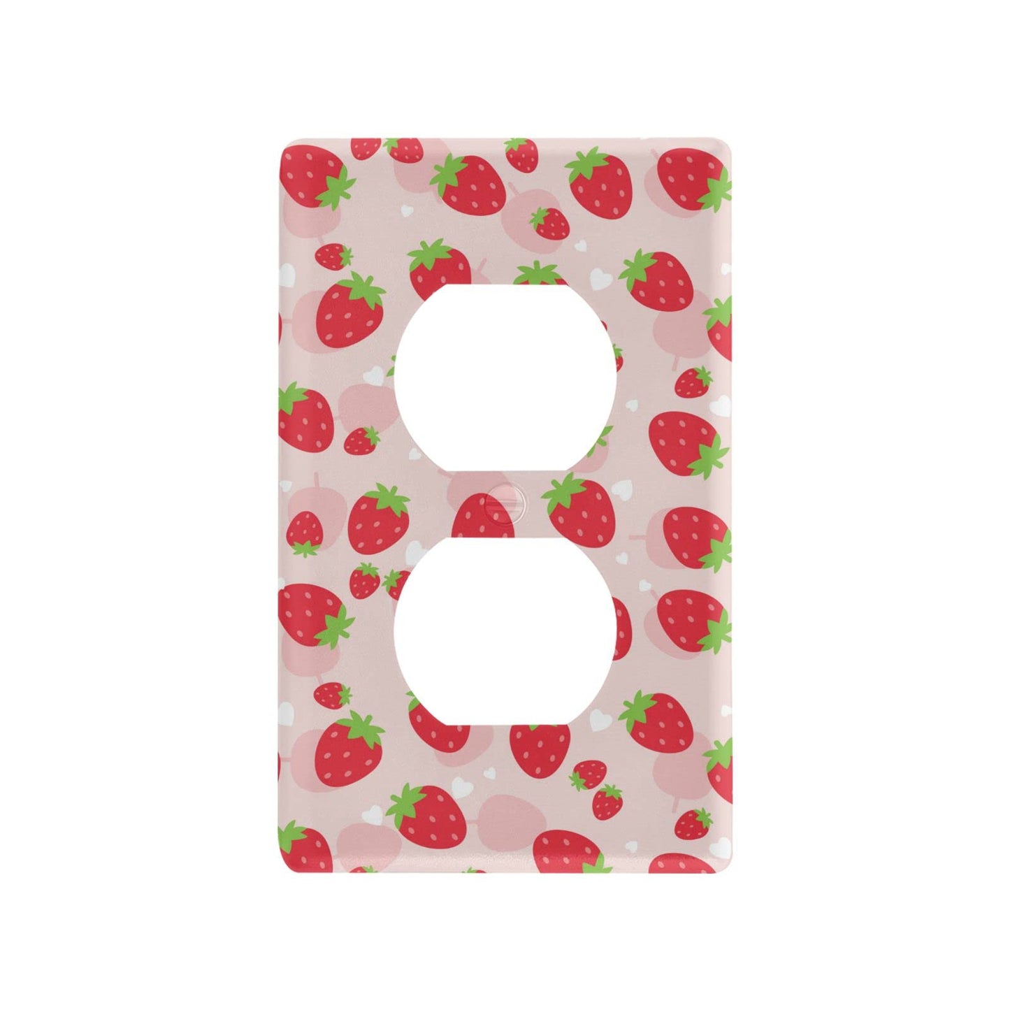 xigua Duplex Outlets Wall Plate Cover, Unbreakable Cute Kawaii Strawberry Electrical Plug Cover, Decorative Cover Standard Size 2 Gang 4.53" x 2.76" Screws Included - 1 Pack