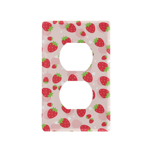 xigua Duplex Outlets Wall Plate Cover, Unbreakable Cute Kawaii Strawberry Electrical Plug Cover, Decorative Cover Standard Size 2 Gang 4.53" x 2.76" Screws Included - 1 Pack
