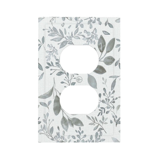 Xuejiaku Outlet Covers Boho Grey Floral Vintage Plant Leaves 1 Gang Duplex Light Switch Cover Plate Decorative Wall Plates Electrical Switchplate Receptacle Cover for Bathroom Bedroom Decor