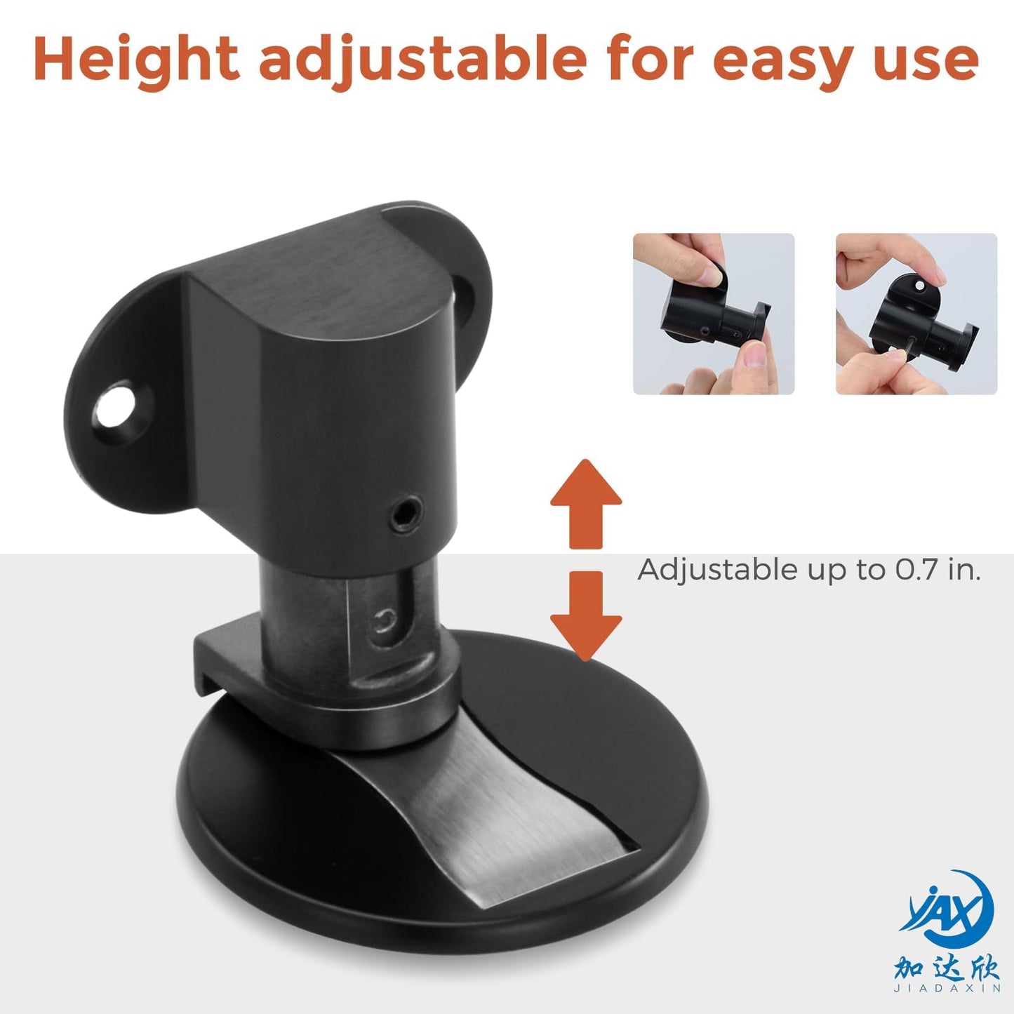 JIADAXIN Invisible Magnetic Door Stopper, Adjustable & Floor Standing Door Stopper, No-Drill Easy Installation, Protects Wall from Damage,(Black) 2-Pack
