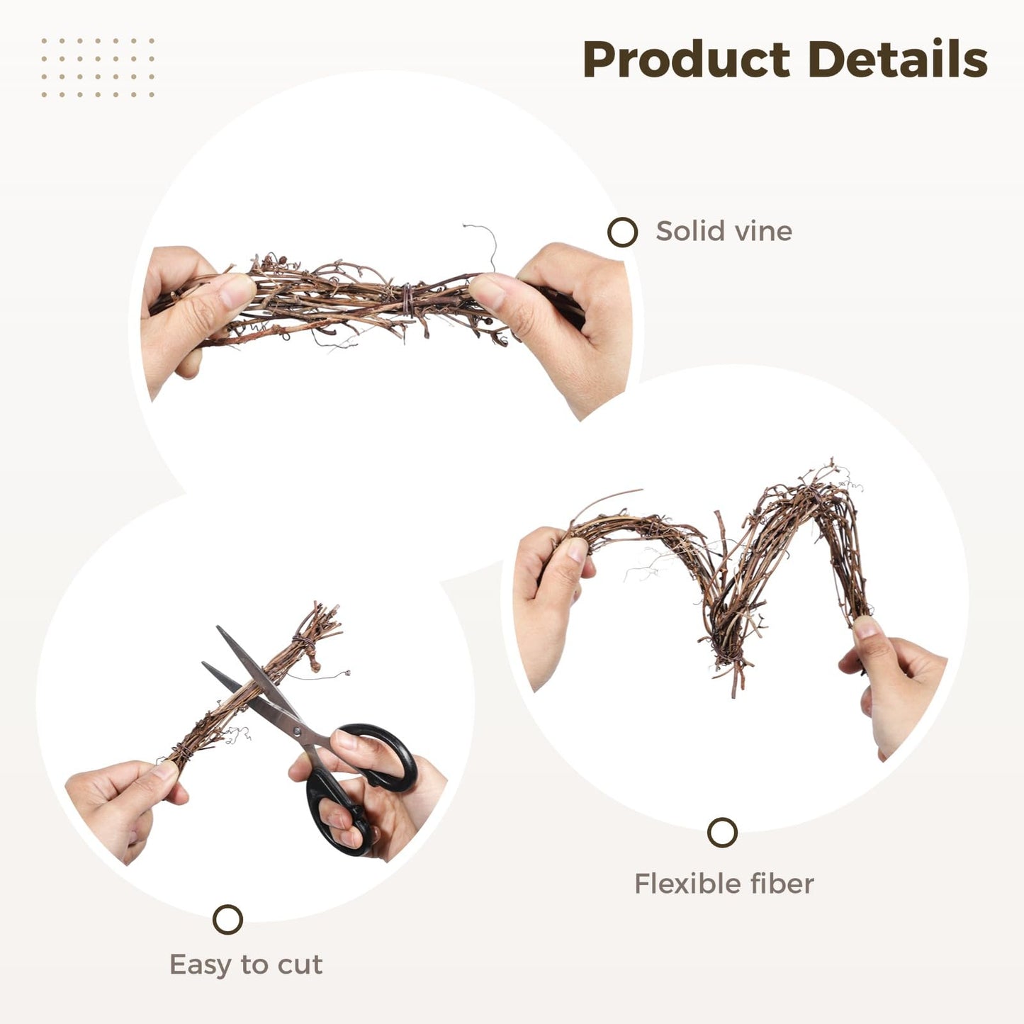 6 PCS Grapevine Garland - DIY Crafts Natural Grapevine Twig Vines, 15 Feet Vines Garland Wreaths for Wedding House Holiday Door Vase Wall Decor