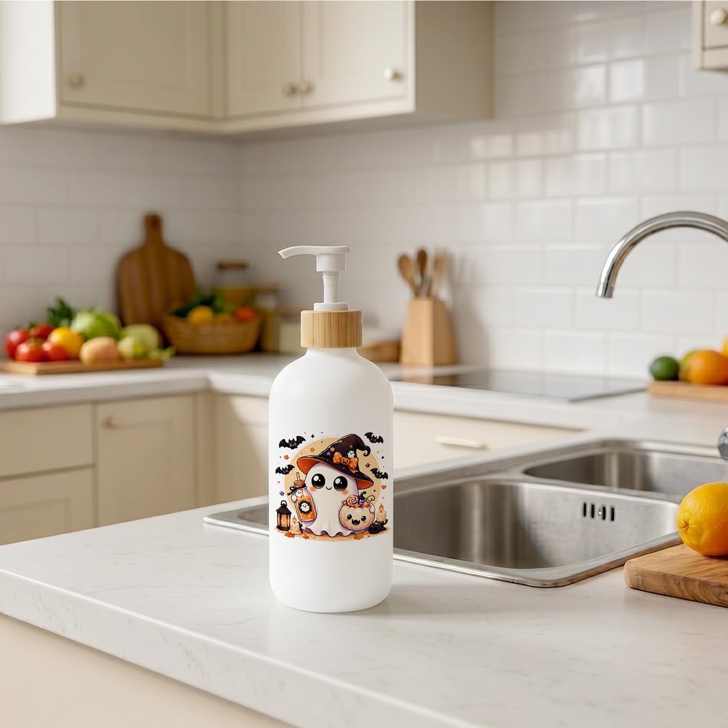 Nincaishin Halloween Ghost Glass Soap Dispenser with Pump