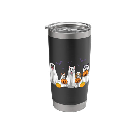 Halloween Dogs Ghost Pumpkins Spooky Dog Lover Gift Stainless Steel Insulated Tumbler