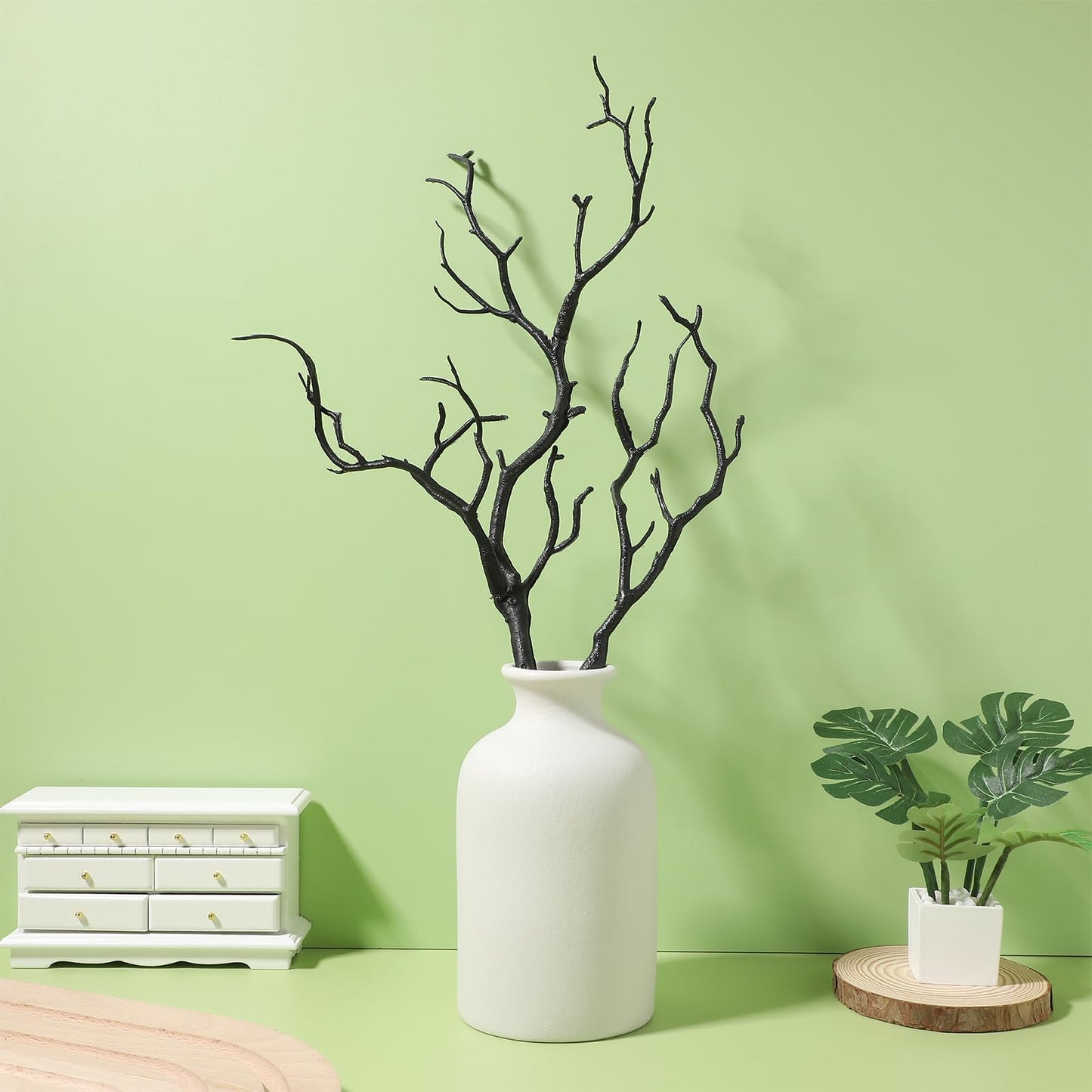 LIFKOME Artificial Antler Dried Tree Branches 13.76'' Art Witch Antler Branch Decorative Plant Twigs Plastic Dry Branches Decor for Wedding Halloween Party Home Supplies Black 4pcs