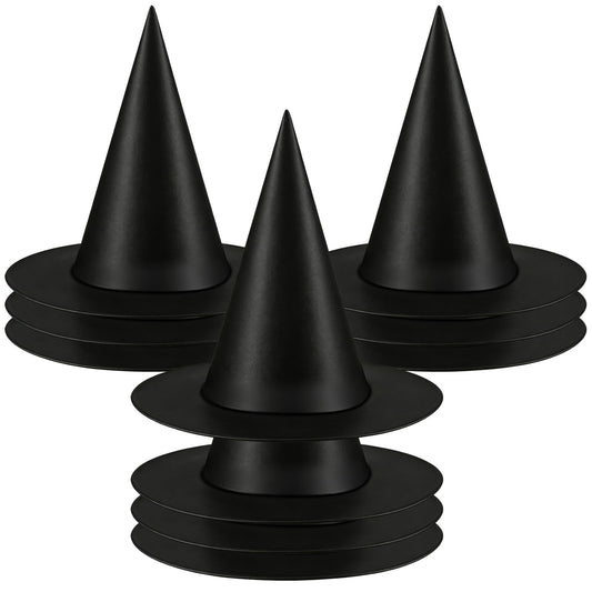 BTBOYIKA Halloween Witch Hats Decorations, 10 PCS Hanging Floating Witch Hats Bulk with 157FT Fishing Line, Black Wizard Hat Decor for Outdoor Indoor Porch Yard Party Supplies Costume Accessory