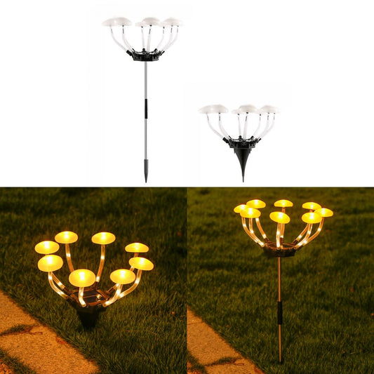 YZYOE 2 Pack 48LED Outdoor Solar Ground Inserted Warm Light Mushroom Lamps,Waterproof Courtyard Atmosphere Decorative Light, Two Installation Methods for Land Insertion.