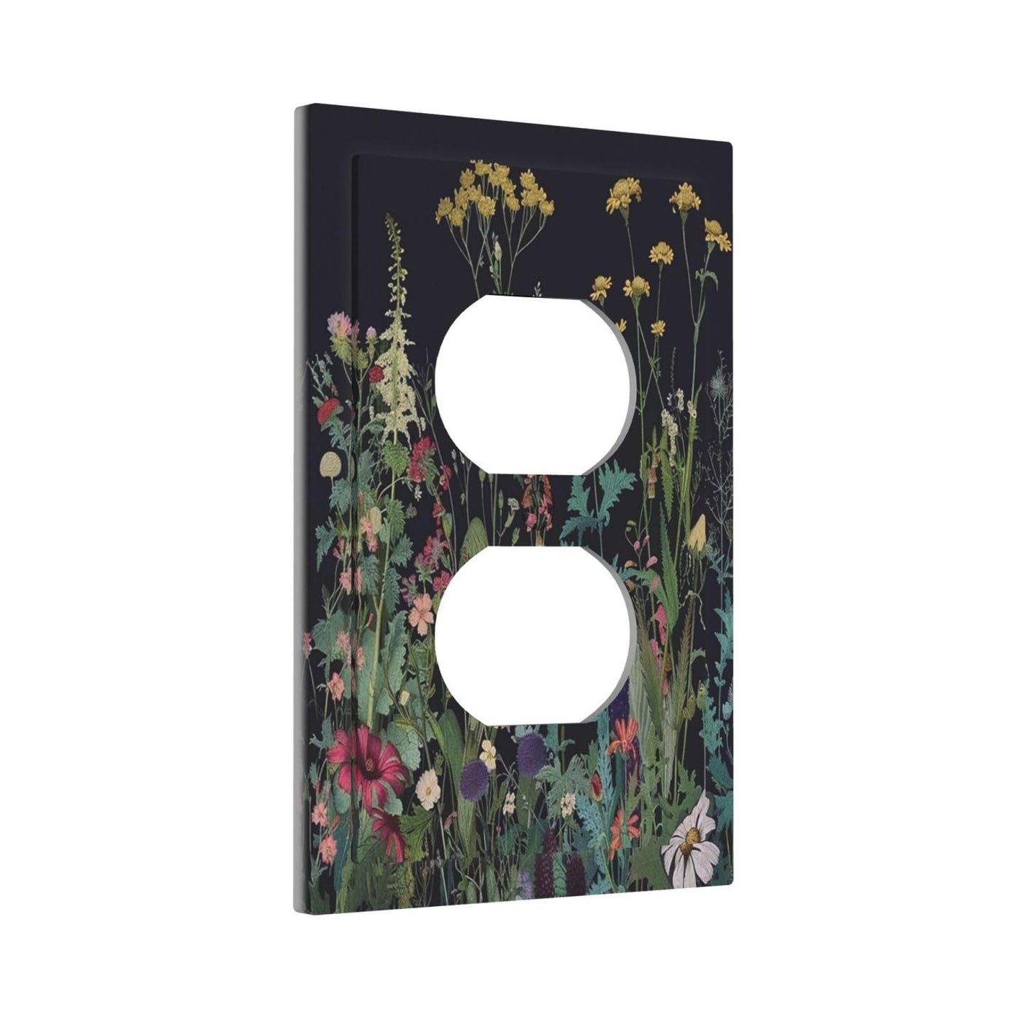 Tewujay Outlet Covers Boho Wildflowers Herbs Floral 1 Gang Duplex Light Switch Cover Plate Decorative Wall Plates Electrical Switchplate Receptacle Cover for Bathroom Bedroom Decor