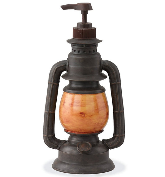 Park Designs Camping Lantern Soap Dispenser | Rustic Farmhouse Bathroom & Kitchen Pump | Refillable Lotion, Hand Wash or Dish Liquid Container | Decorative Resin Accent 9" Tall
