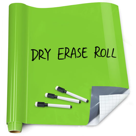 T&W SAME FILM White Board Dry Erase-Colorful Whiteboard Wall Sticker Roll 17.3''X78.7''-Self Adhesive Dry Erase Paper for Desk/Glass/Fridge/Office/Door/Classroom/Kids/Adults-3 Markers-Green