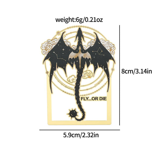 Fantasy Fourth Wing Dragon Bookmark - Cute Metal Bookmark Combines Dragons, Swords, Glow-in-The-Dark Feathers Elements, a Collectible Gift for Novel Fans Book Lover(2pcs Style B)