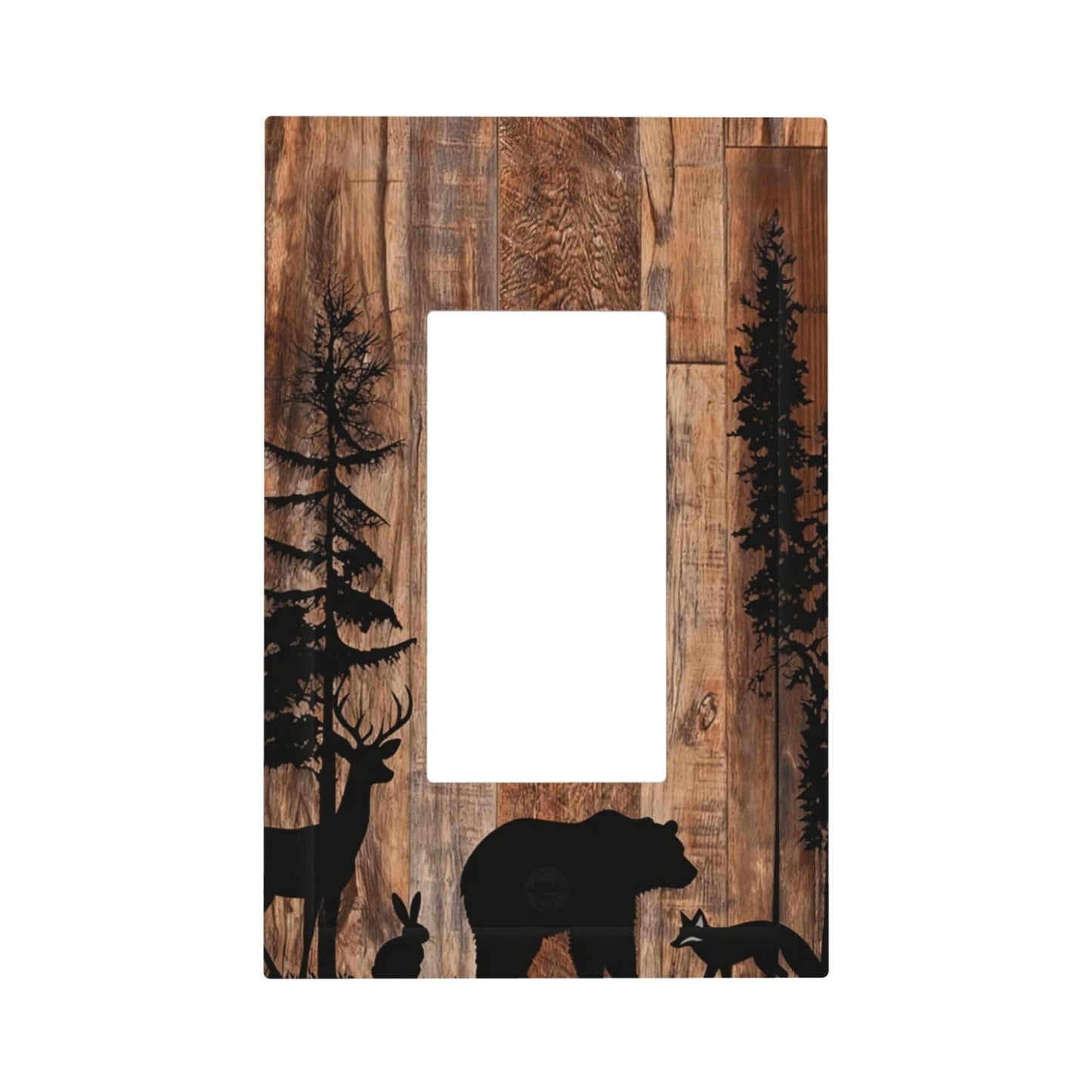 Nadoabtm Decorative Outlet Covers Rustic Woodland Animal Silhouette Bear Deer 1 Gang Single Rocker Light Switch Cover Plate Electrical Switch Plate Cover Gfci Wall Plates For Cabin Farmhouse Decor