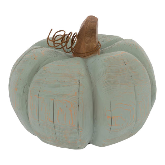 Boston International Pumpkin Tabletop Mantel Shelf Fall Autumn Thanksgiving Halloween Decorations for Home, Small, Aqua Carved