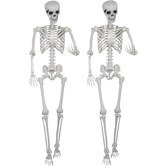 5.9ft Halloween Life Size Skeleton Realistic Full Body Skeletons Plastic Human Bones with Movable Joints for Halloween Props Spooky Party Decoration (2, 5.9ft)