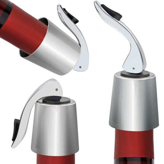 BGMAXimum 3 Pack Stainless Steel Wine Stoppers, Reusable Wine Bottle Stopper Sealer with Silicone Plug, Beverage and Wine to Keep Fresh, Ideal Gift for Wine Lover