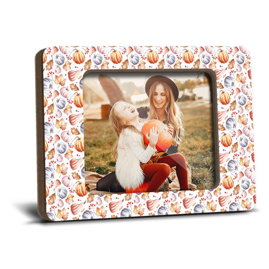 Watercolor Pumpkin Fridge Magnetic Picture Frames Gift for Thanksgiving Birthday Halloween Autumn Decor for Refrigerator Home School Office Wooden Magnetic Photo Frames 2.5x3.5 Photos - YT0214