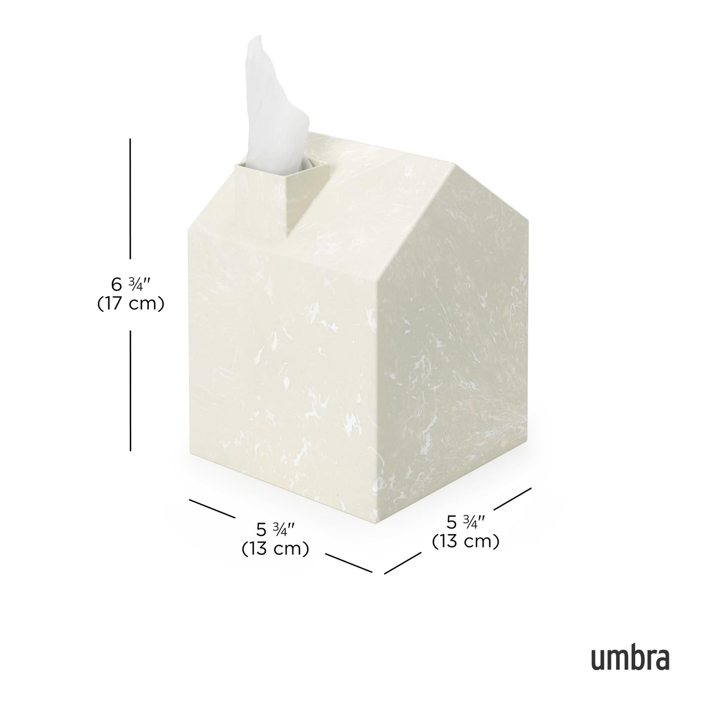 Umbra Casa Tissue Box Cover â€“ Modern House-Shaped Tissue Box Holder for Standard Square Boutique Tissue Boxes,Ocean Materials® Plastic, Bathroom & Home Décor, Ocean Sand