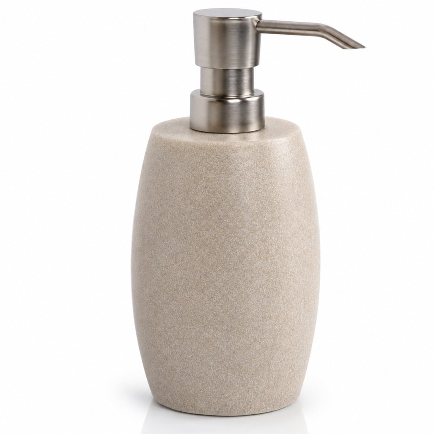 Clasin Home Sandstone Textured Resin Soap Dispenser with Metallic Pump and Waterproof Bottle Labels for Bathroom Kitchen Dish Hand Wash Shower Lotion Shampoo, 12 Oz, Beige
