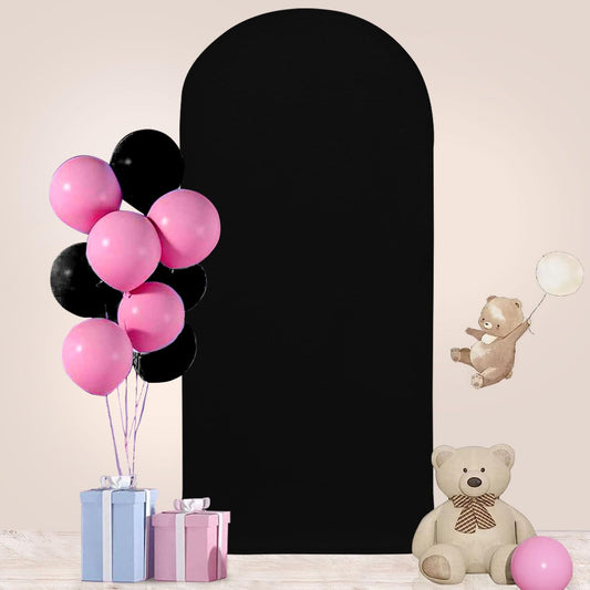 FUHSY 7.2FT Arch Cover Black Arch Backdrop Cover Spandex Fitted Backdrop Covers Fabric Wedding Arched for Chiara Round Top Arched Stand Covers Stretchy for Birthday Halloween