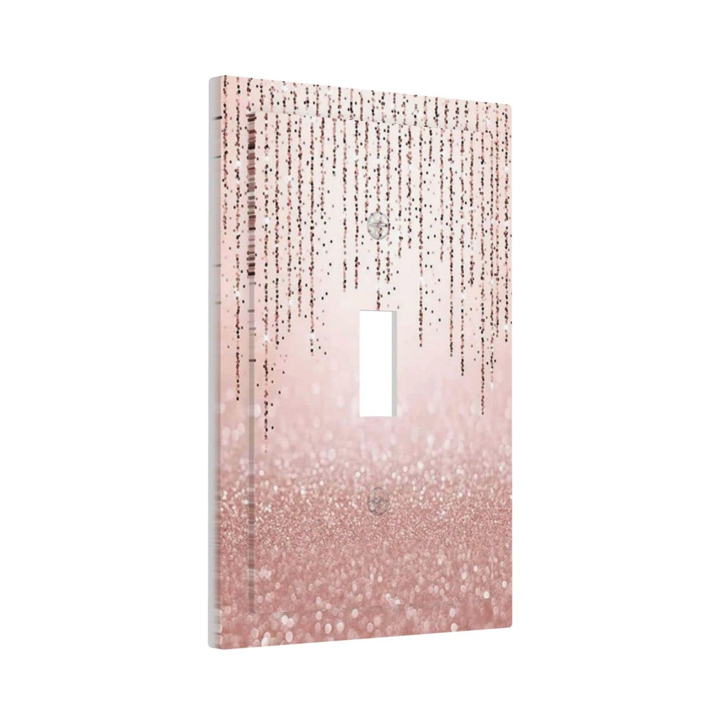 Pink Glitter Bling 1 Gang Light Switch Plate Decorative Single Toggle Wall Plate Cover Electrical Switchplate Faceplate for Women Girl Rose Gold Shining (No Sparkling Glitter) Bathroom Decorate 5" x 3