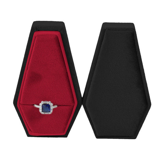 ROYALEAD Elegant Coffin Shaped Rings Box Gothic Style Jewelry Container Vintage Rings Holder Fashionanable Halloween Decoration