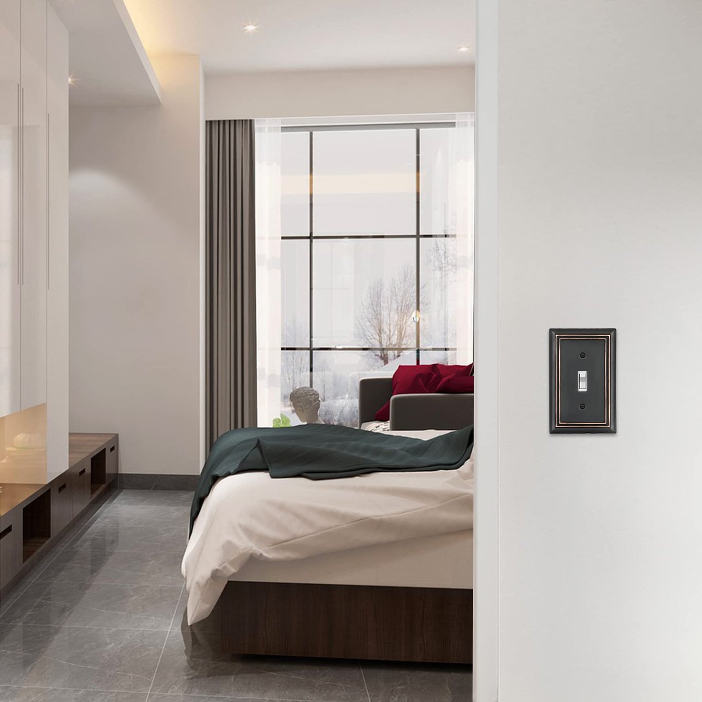 DEWENWILS Toggle Wallplates, Aged Bronze Light Switch Covers, Heavy Duty Matel Material, Pack of 4