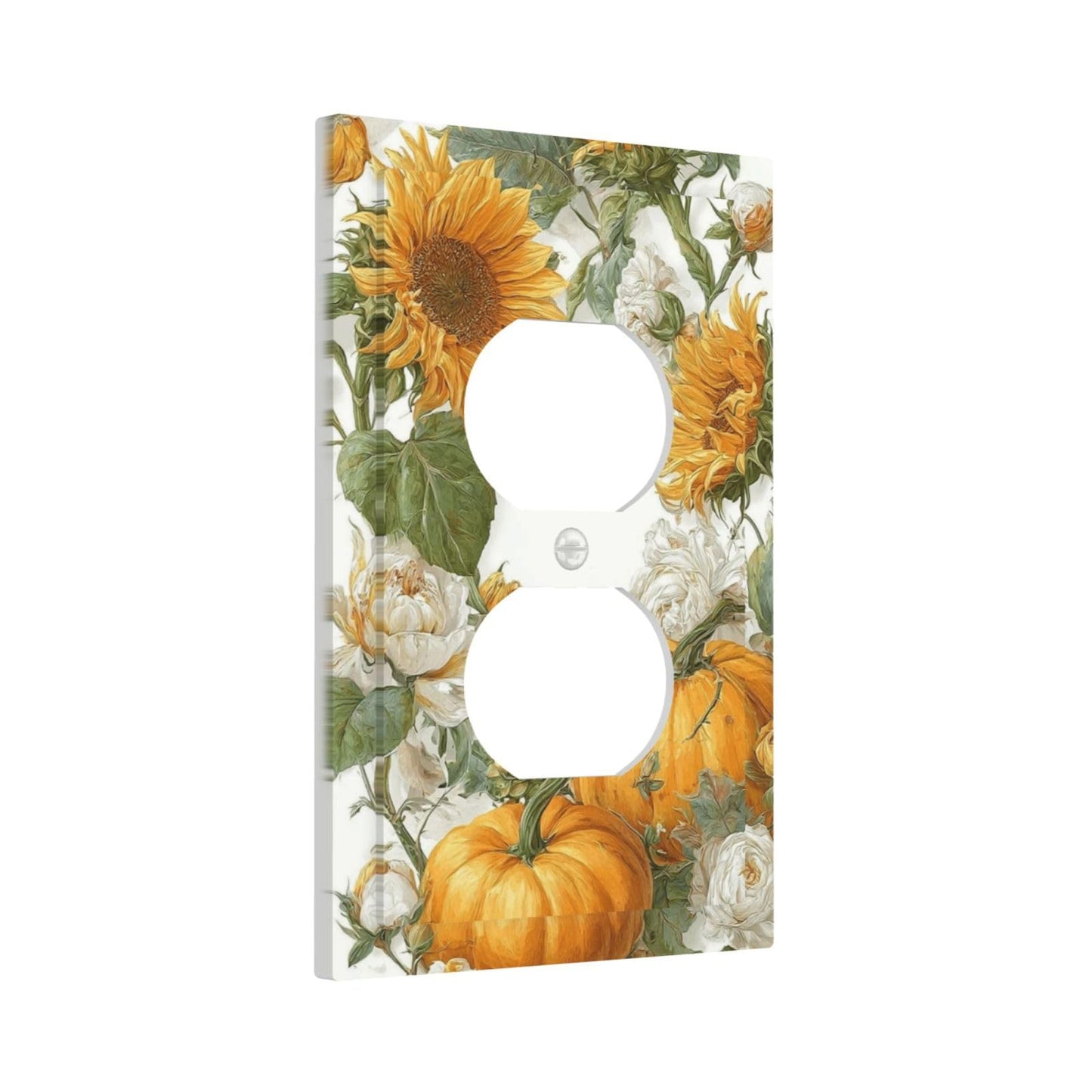 Nadoabtm Outlet Covers Sunflowers Pumpkins And White Roses 1 Gang Duplex Electrical Socket Cover Decorative Switch Plate Covers Light Switch Cover Plate for Bedroom Decor