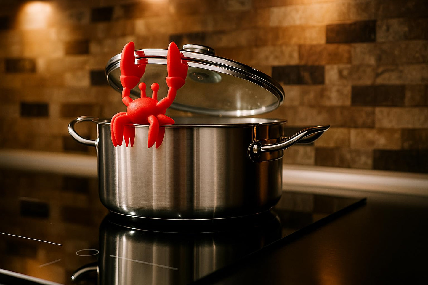 RED Crab Silicone Spoon Rest – Fun, BPA-free and heat-resistant utensil holder. Non-slip, easy to clean, keeps your kitchen tidy and doubles as a steam releaser.