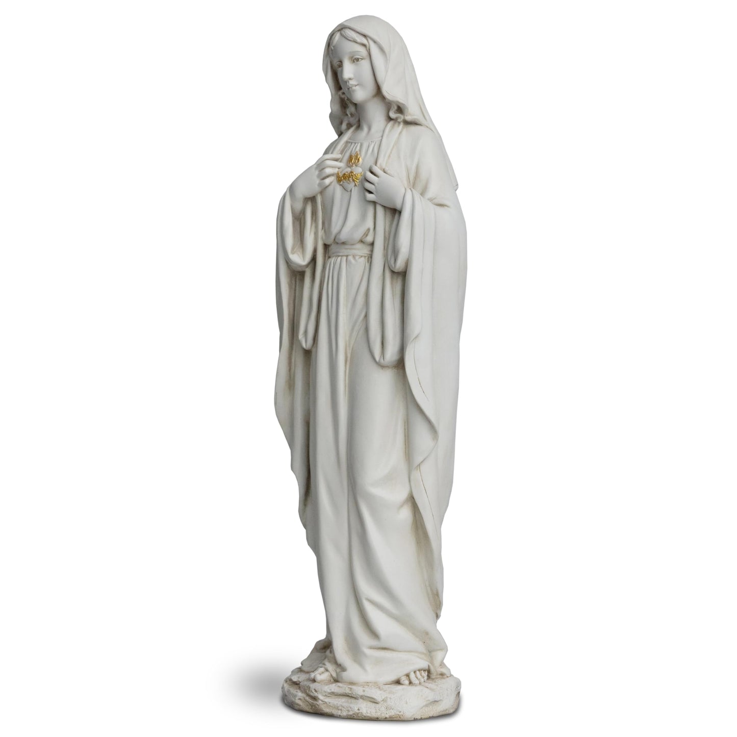 DevotedWalls 20.5" Garden Statue of Virgen Maria, Large Immaculate Heart of Mary Statue for Floor, Elegant White Virgin Mary Figurine for Yard,Symbol of Purity of Mother's Love