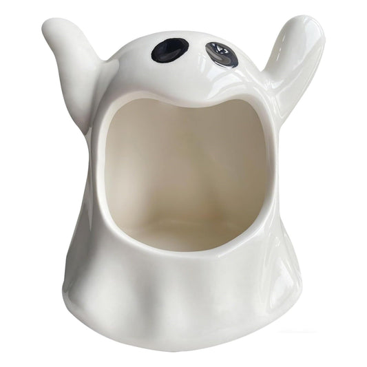 KISWIAR Ghost Shaped Ceramic Holder, Ghost Ceramic Candy Bowl, Halloween Candle Holder Cup, Multipurpose Tabletop Organizer for Party Home Office