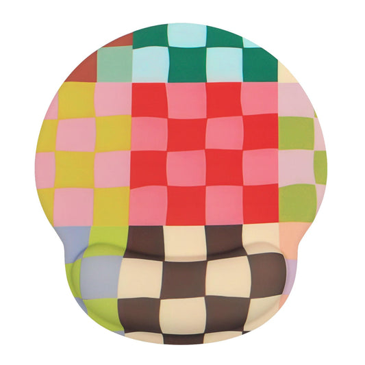 Ksriylm Retro Checkered Mouse Pad with Support Wrist Rest,Cute Funny Boho Ergonomic Mouse Pad with Non-Slip Base for Office Gaming Working Computers,Desk Accessories Pain Relief,Retro Colorful