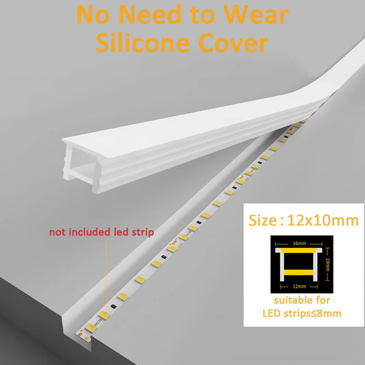 LoAlumll 16.4Ft/5M Silicone LED Channel System, Flexible Neon Rope Light Tube for 5-10mm LED Strips, Wear Free Recessed Milky White Cover Diffuser, DIY for Cabinet Decor (12 * 10mm, No LED Strip)