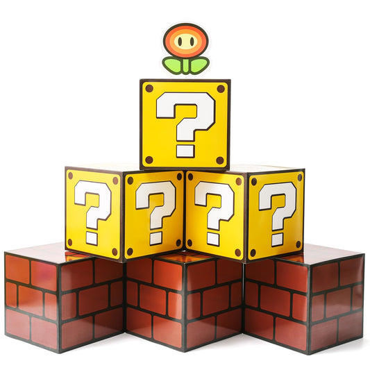 Seozio 6PCS Big Question Brick Party Boxes, Question Brick Boxes and 6 Set Centerpieces for Kids Boys Girls Birthday Party Decorations,Christmas Halloween Classroom Supplies Favors.(11.8 x 11.8 Inch)